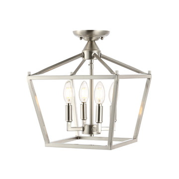 Plains Mini Lantern 12" Iron Modern Farmhouse LED Flush Mount - JONATHAN Y